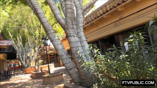 Upskirt no panties busy public street