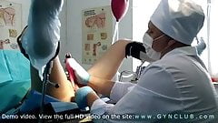 Shy girl examined at a gynecologist’s – stormy orgasm