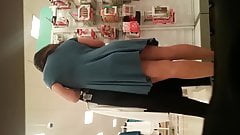 Asain MILF sexy clingy dress teasing, no panties?