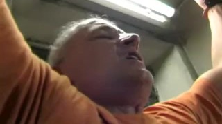 Chubby German Bitch Handcuffs Guy To The Ceiling