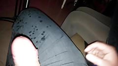 Handjob under table in bar …