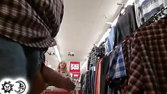 Stranger MILF touches cock in a public market (not mine)