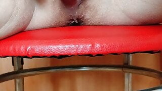 Hard masturbation on chair