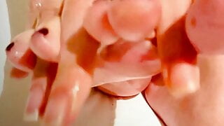 Massaging my tired feet and toes