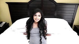 Mexican teen with luscious big brown nipples sucks cock