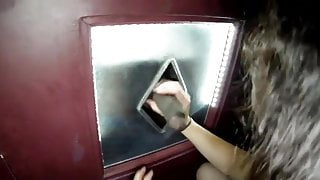Brunette wife savors glory hole cocks