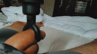 Experimenting with Massager, Edging cock for hours, Loud Orgasm Cums Soft, Must see.