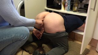 Plumbing The Plumber – Femdom Pegging – Reach Around Prostate Anal Cum Preview