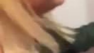 White girl in work bathroom