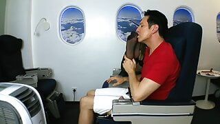 Stewardess feet smelling and licking in air plane
