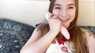 cute girl jerks off a tight pussy and cums