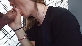 Blonde girls blowjob  fuck with soles view